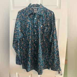 Cinch Teal and Orange Paisley Shirt Medium
